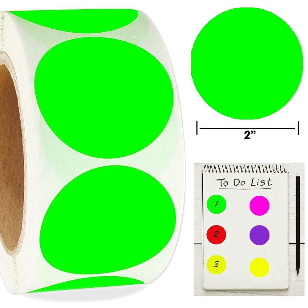 1476 2 Inch Color-Code Labels Round Circle Stickers for Color Coding - Picture 2 of 8